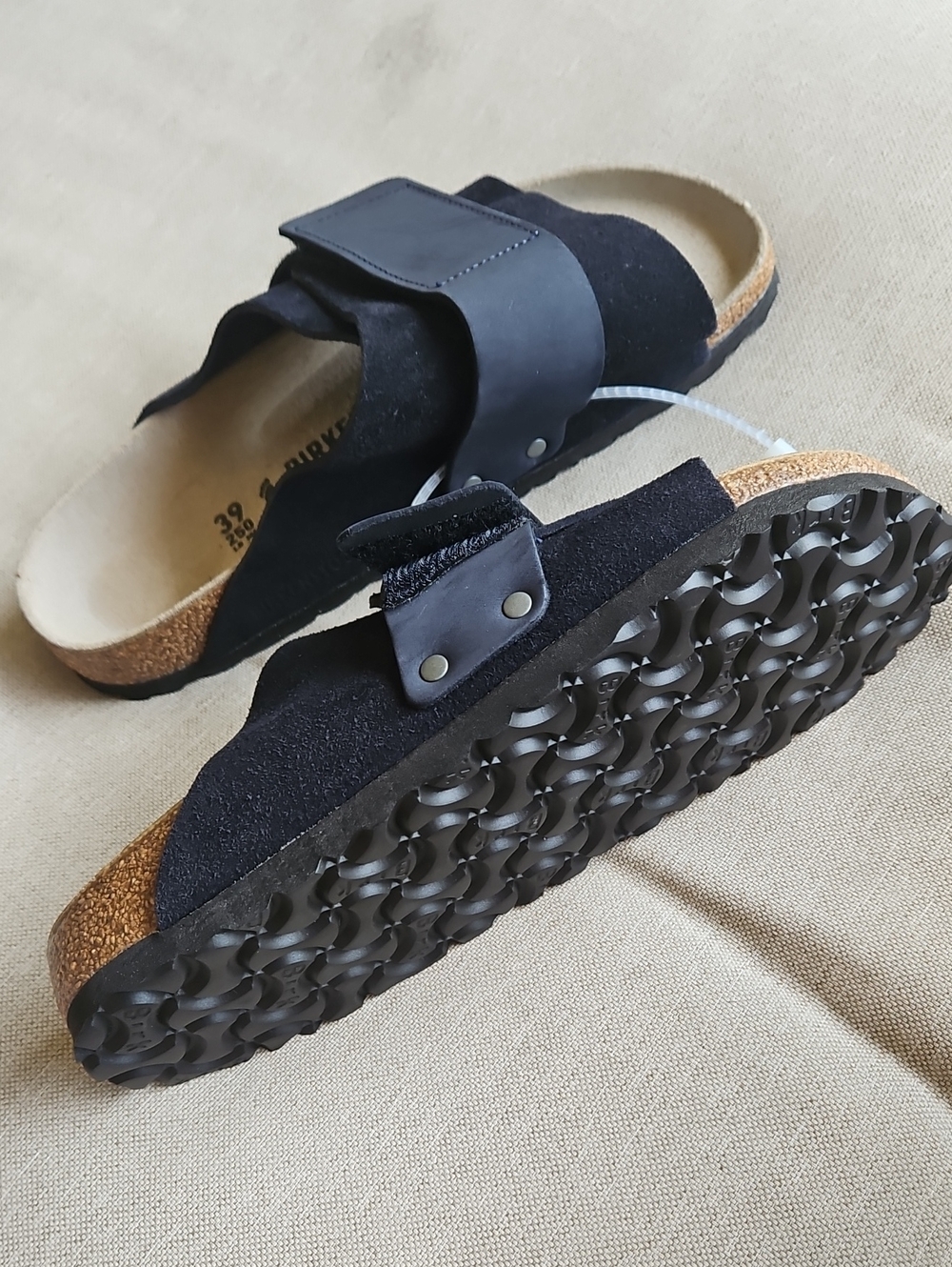 Birkenstock Oita Suede Slides, Dark Navy Blue (Almost Black) Woman's 8, Men's 6 - Picture 7 of 8
